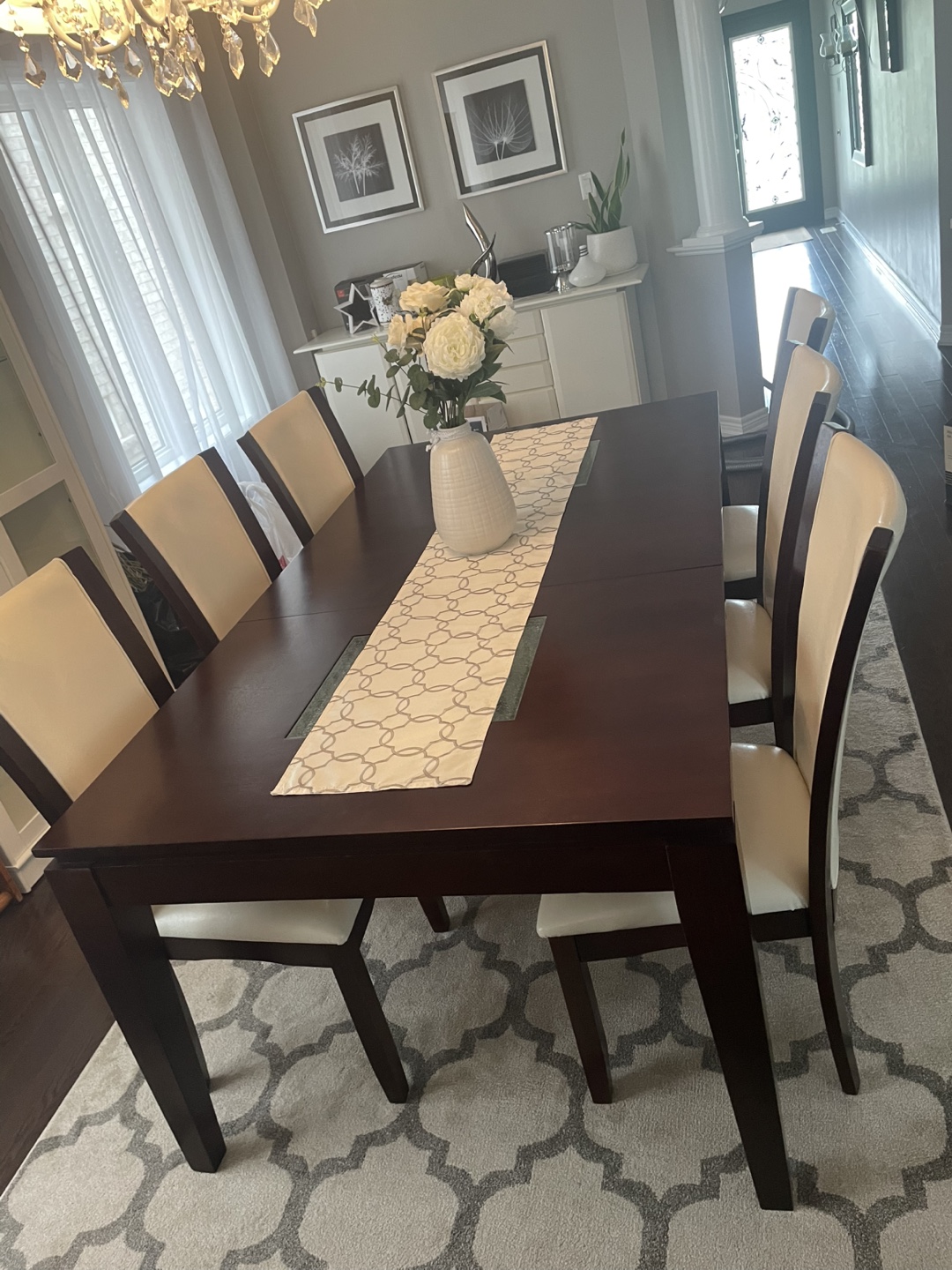 Dining Table with 6 Chairs - Dark Brown