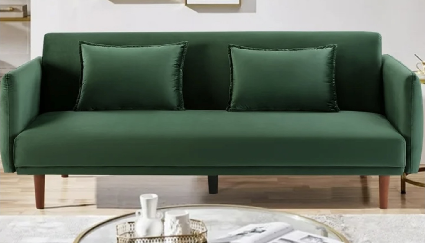 [Moving sale] Green Velvet Convertible Futon Sofa Bed - photo 2