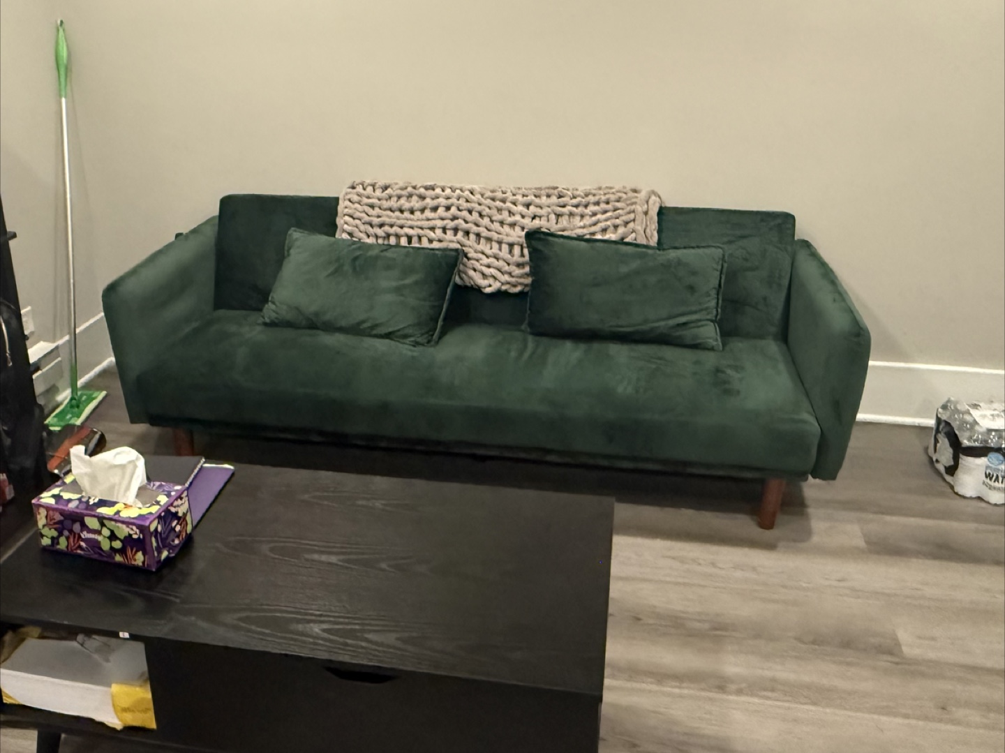 [Moving sale] Green Velvet Convertible Futon Sofa Bed - photo 3