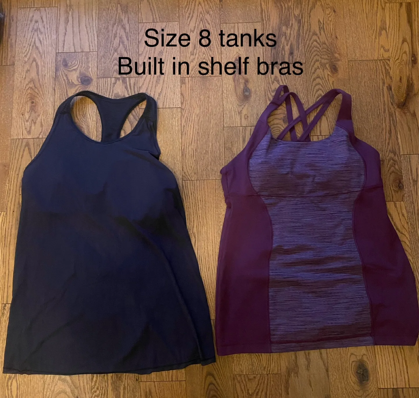 Lululemon Size 8 Tanks with Built-in Shelf Bras