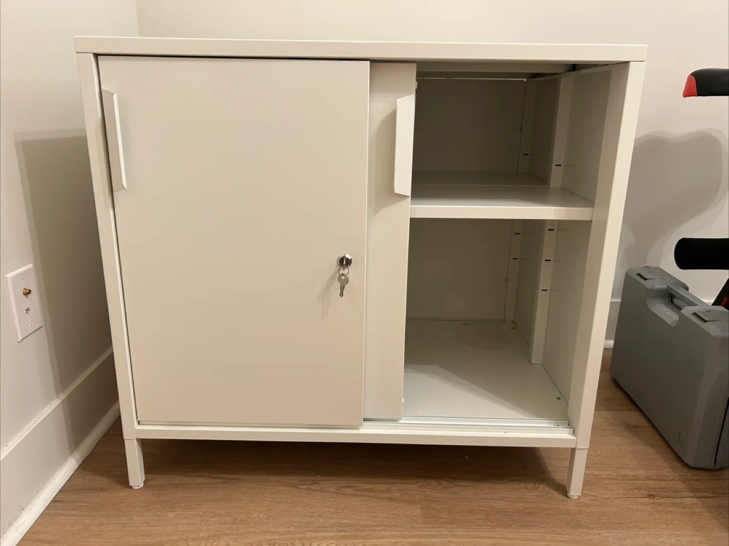 IKEA Cabinet with sliding doors, white, 31 1/2x21 5/8x29 1/2 " thumbnail