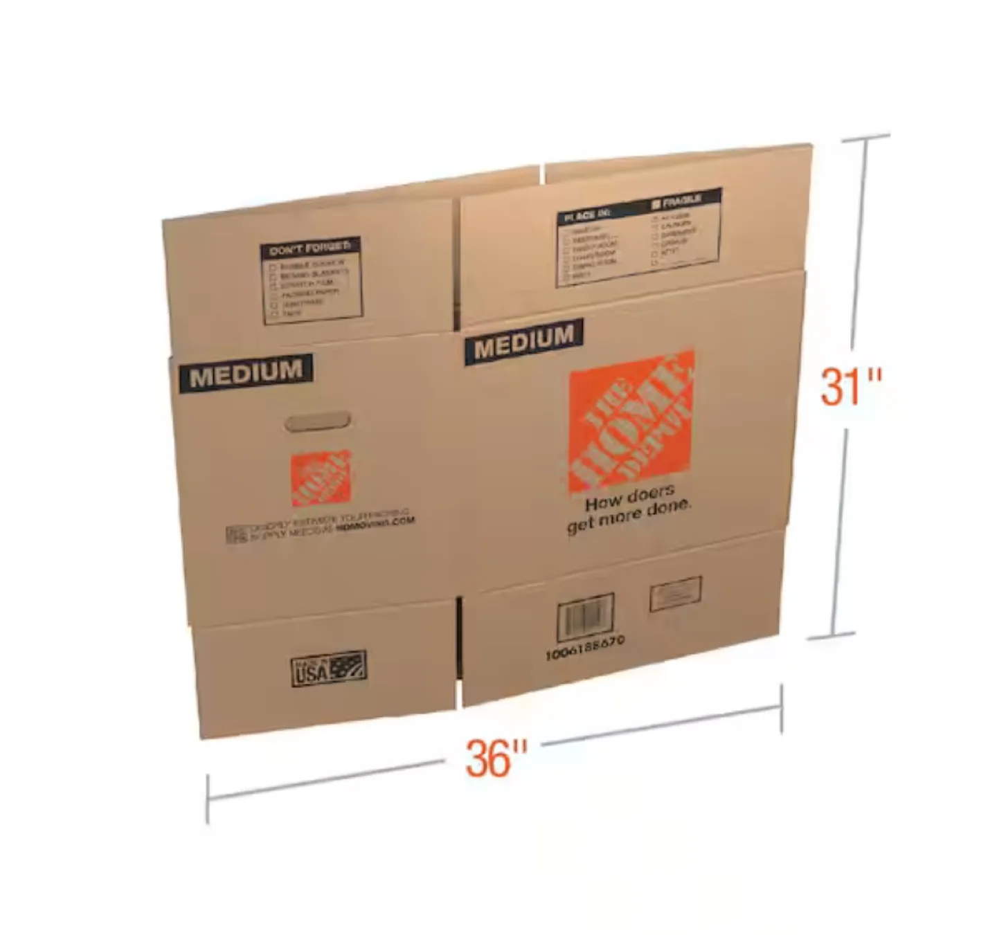 3 Home Depot Medium Moving Box - 36" x 31" thumbnail