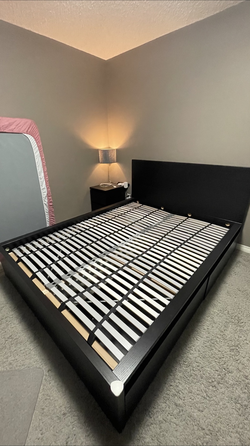 Black IKEA Malm Bed Frame with Storage