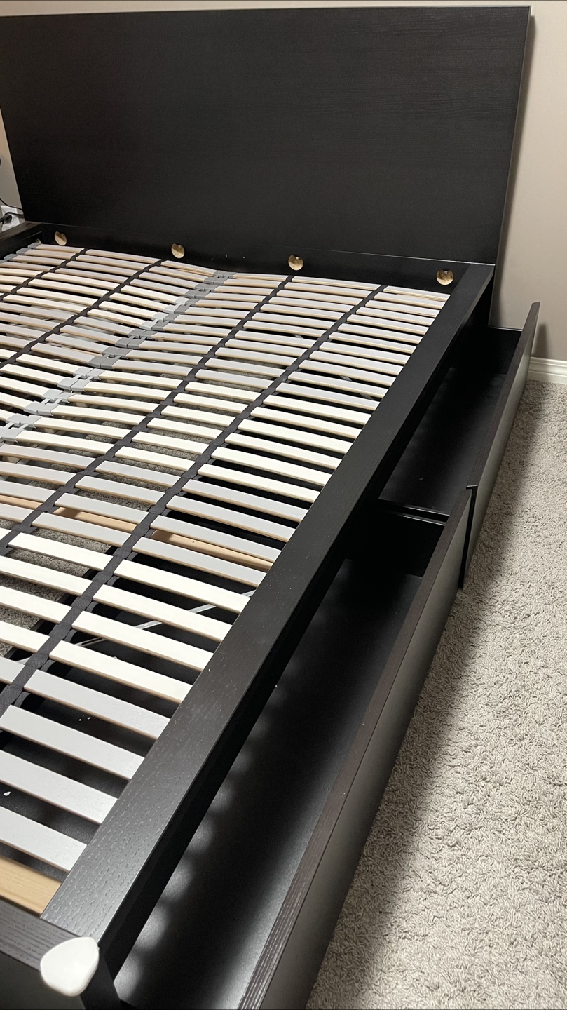 Black IKEA Malm Bed Frame with Storage - photo 5