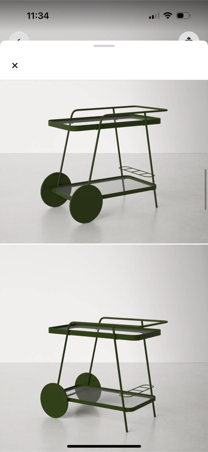 Green Bar Cart with Iron Frame - photo 3