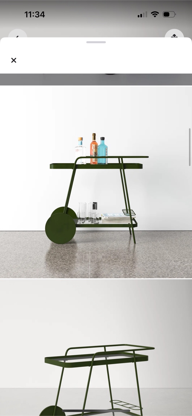 Green Bar Cart with Iron Frame - photo 4