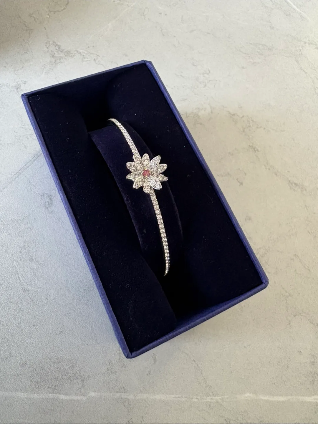 Swarovski Crystal Flower Bangle with Box thumbnail