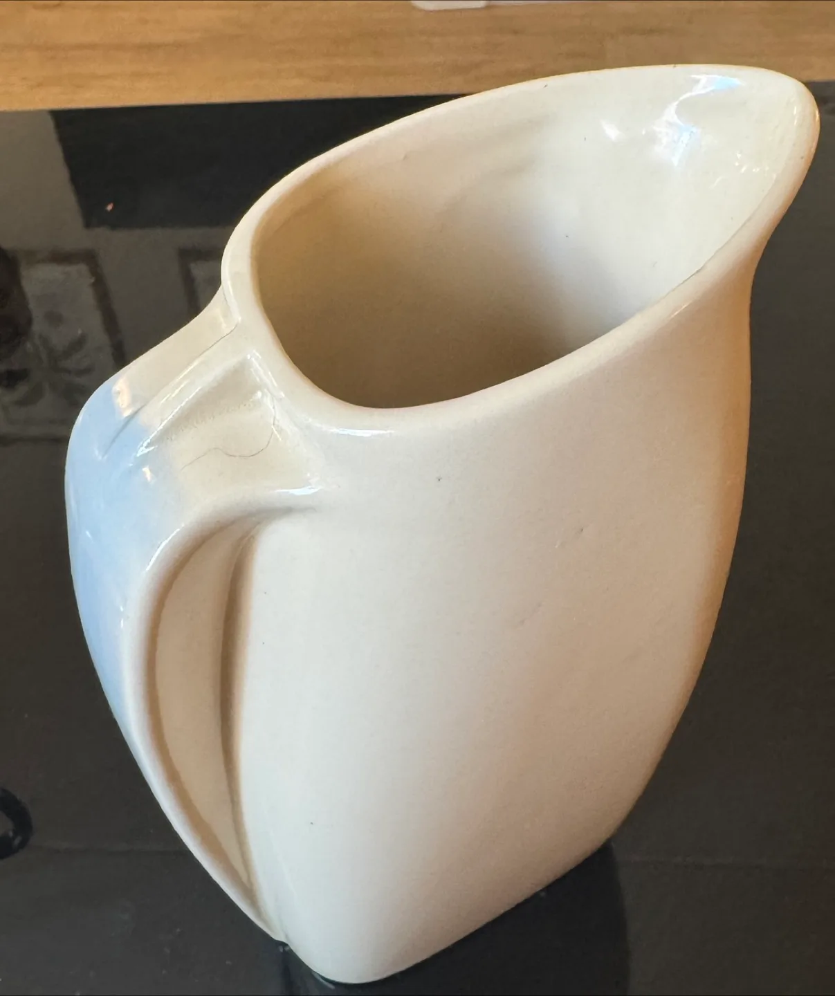 Vintage Art Deco Cream & Blue Pitcher thumbnail