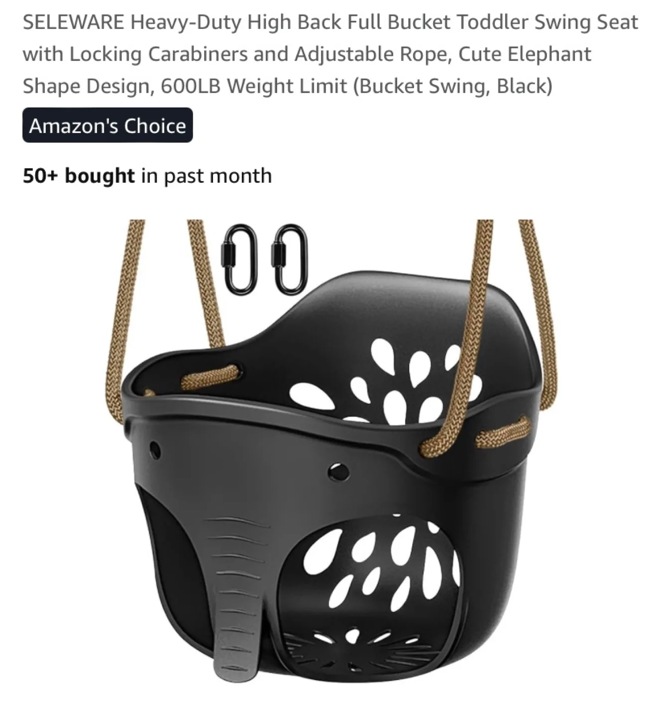 New Toddler Swing Seat Heavy-Duty High Back Full Bucket Elephant thumbnail