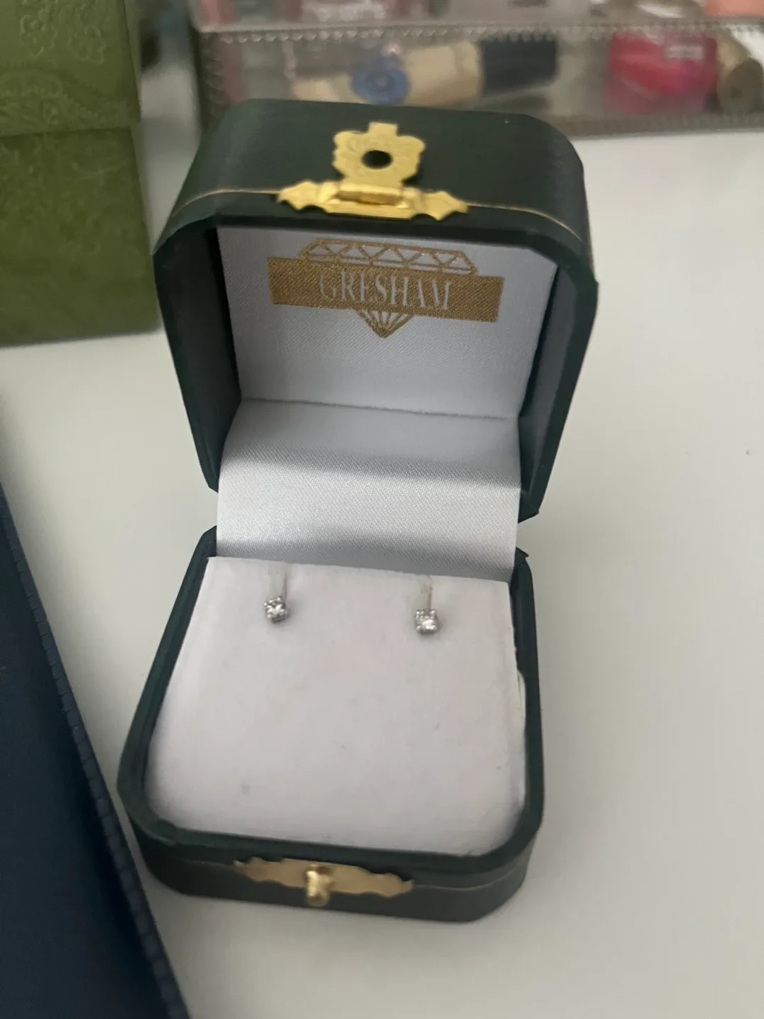 Glemtech 14K White Gold Diamond Stud Earrings image indicator(2)