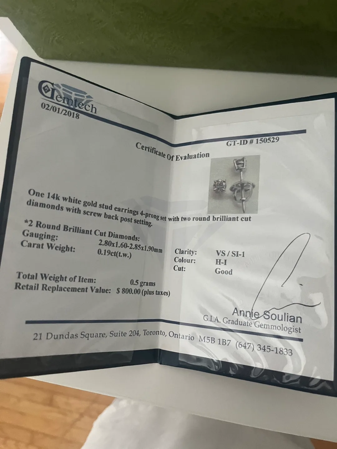 Glemtech 14K White Gold Diamond Stud Earrings image indicator(3)