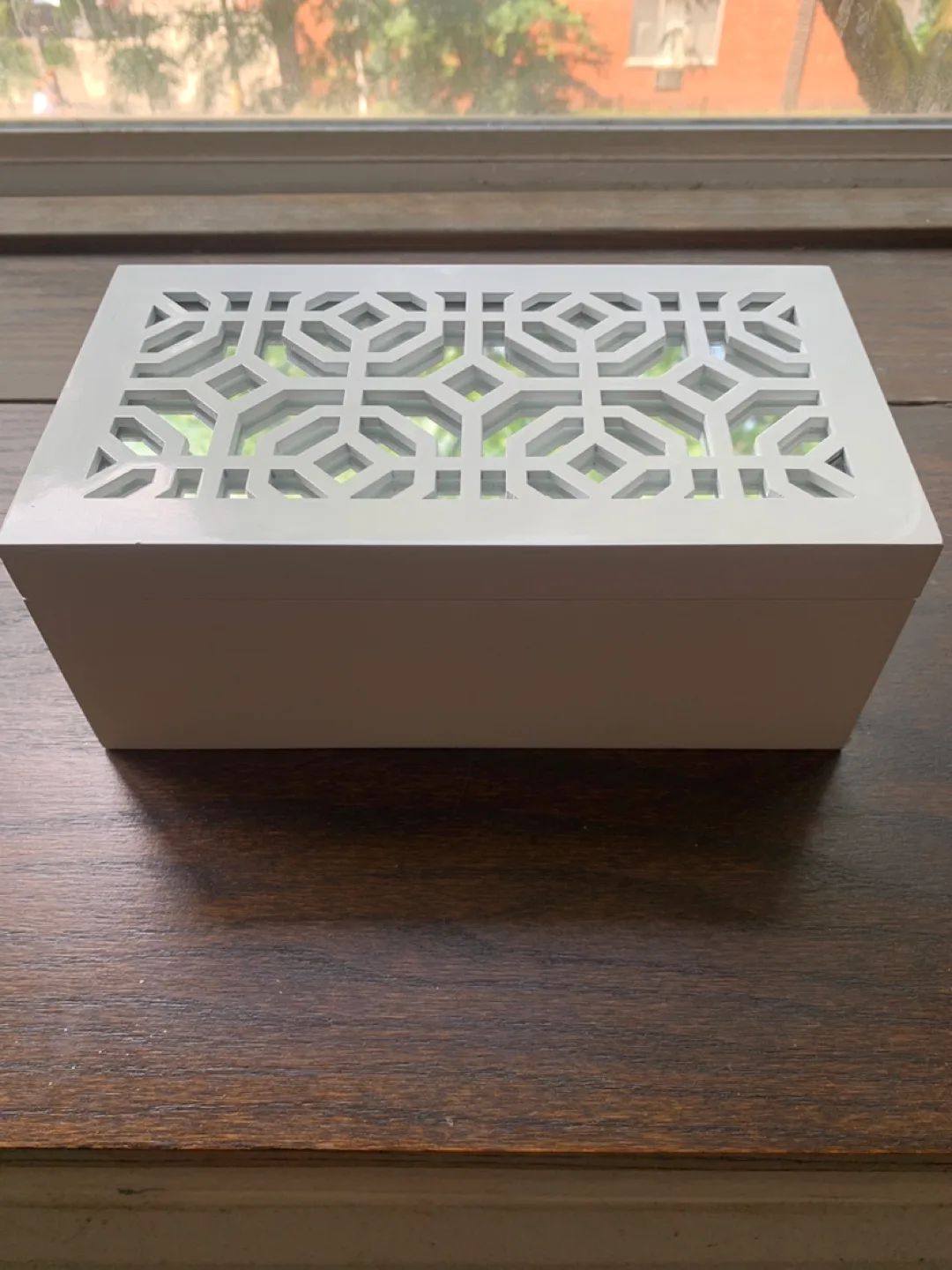 White Wooden Jewelry Box with Mirror thumbnail