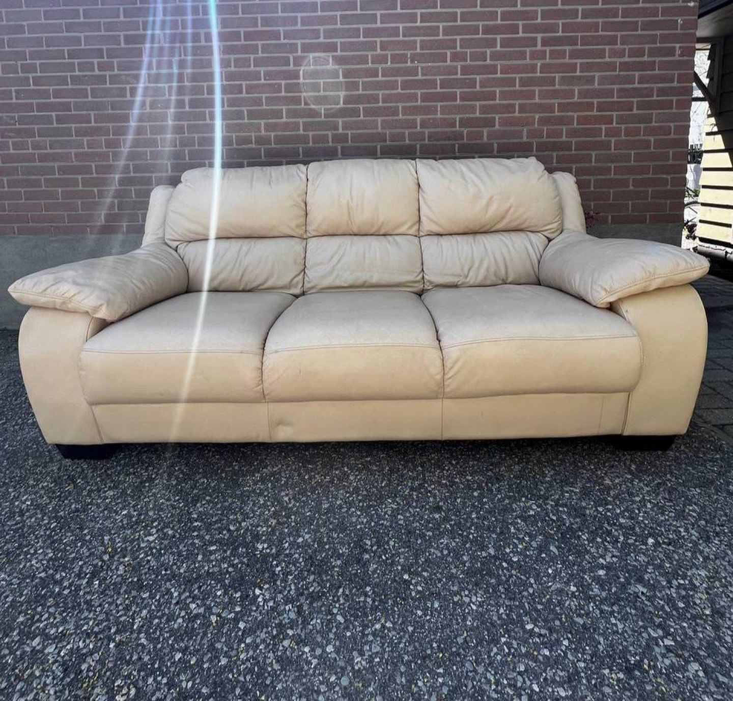 Beige Leather Sofa