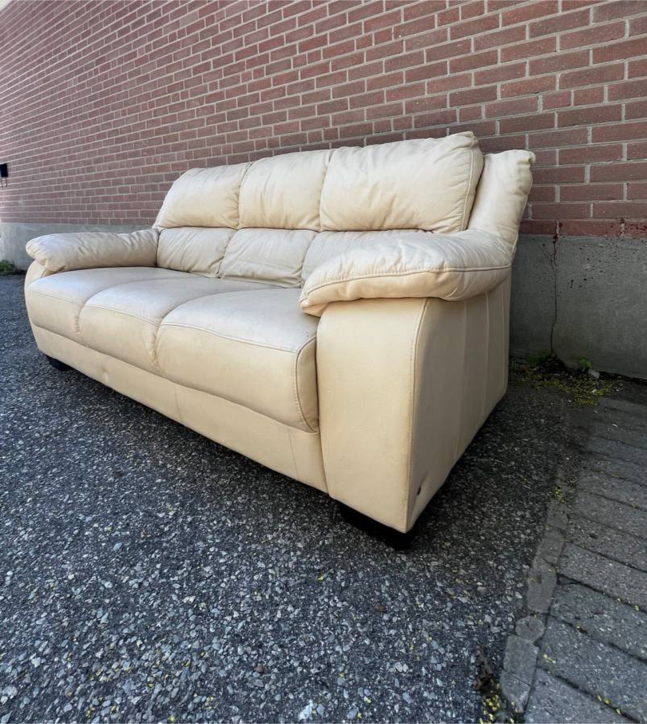 Beige Leather Sofa - photo 2