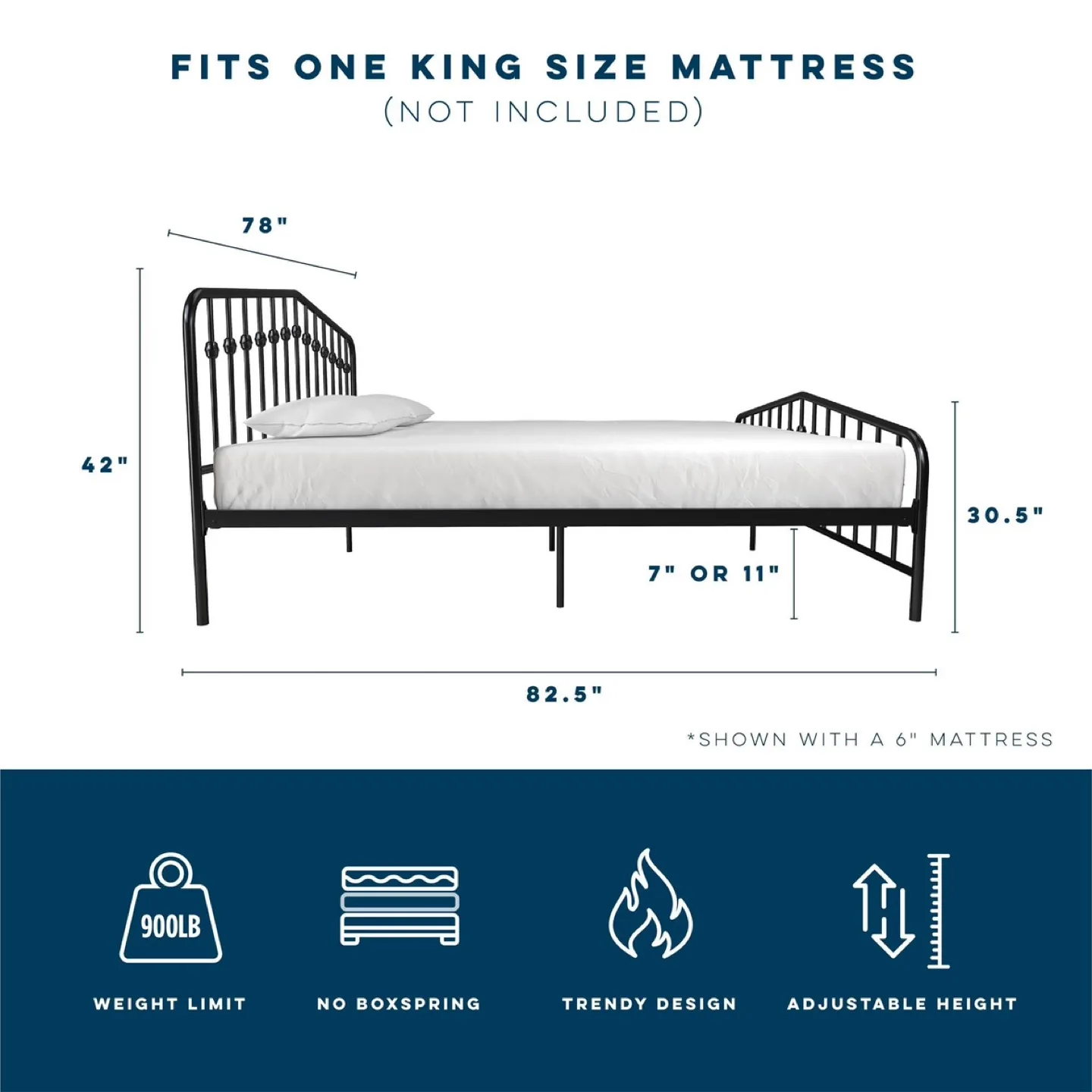 New Novogratz Bushwick King Metal Bed Black image indicator(2)