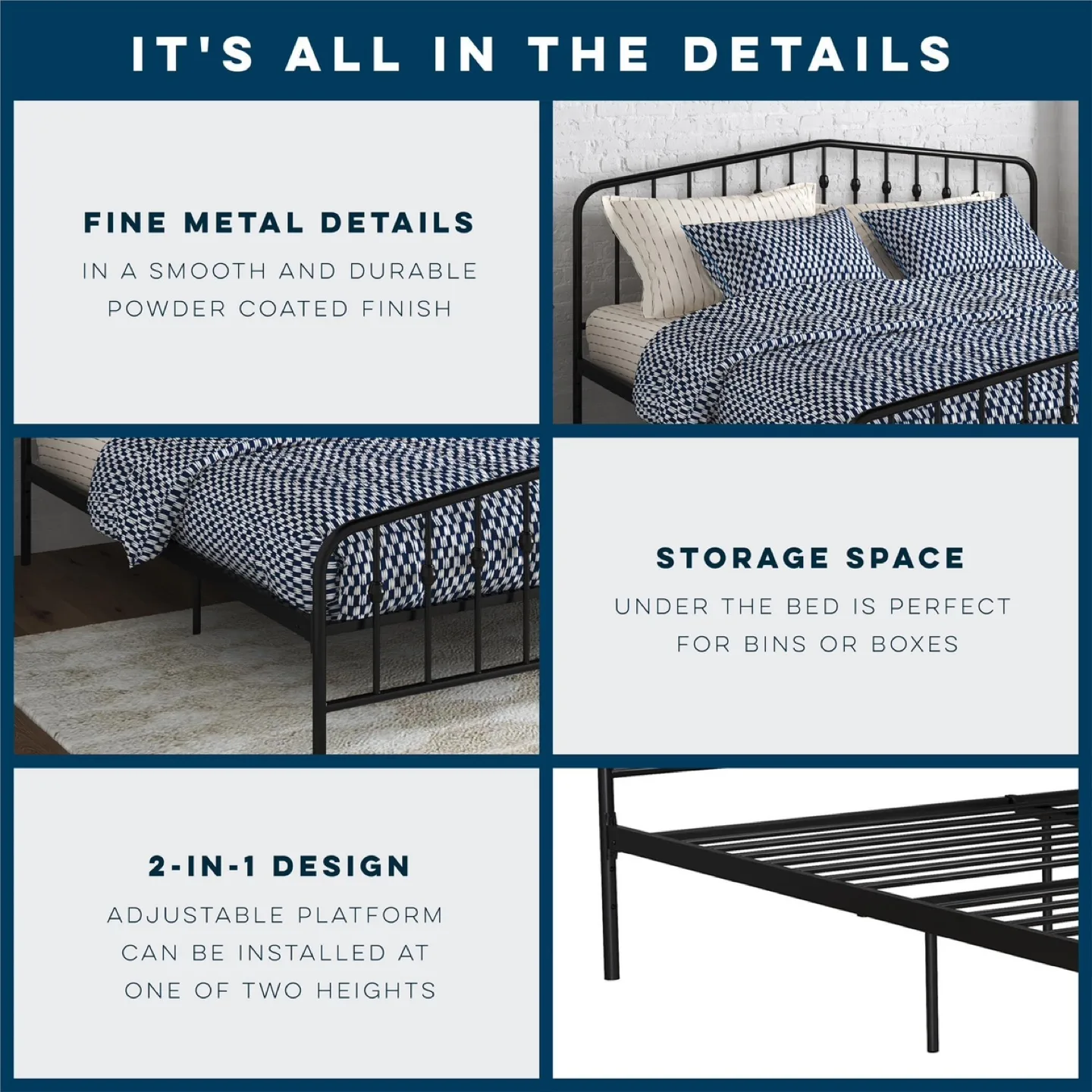 New Novogratz Bushwick King Metal Bed Black image indicator(6)