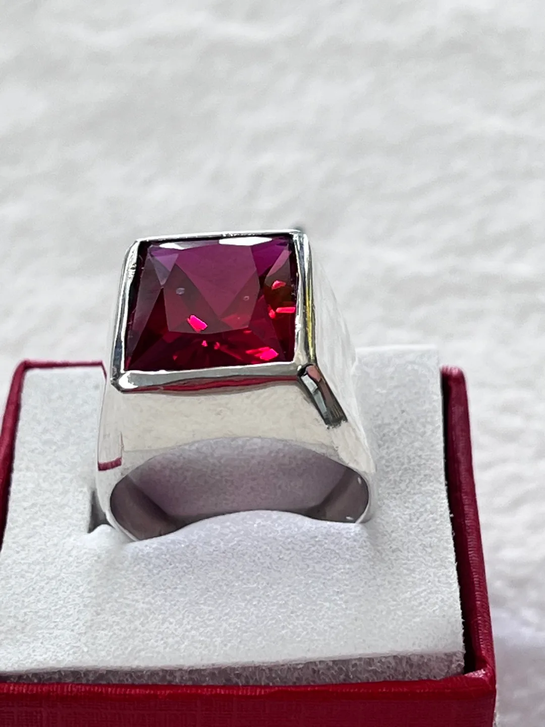 Men's Silver Ring with Red Stone thumbnail