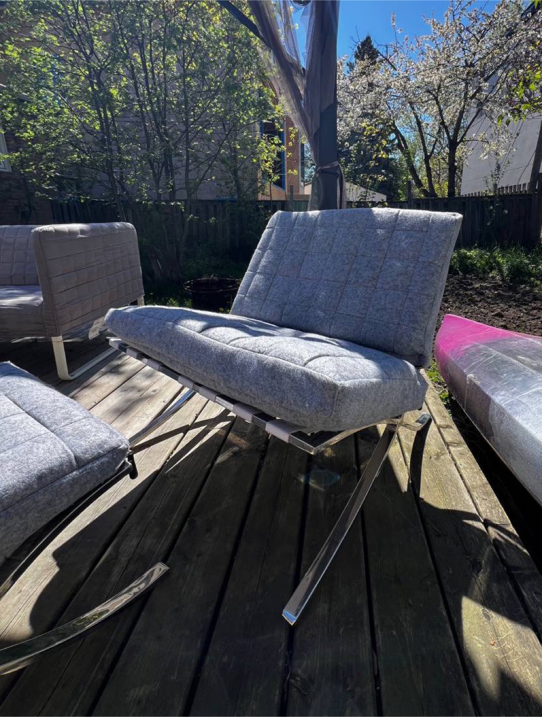 Barcelona Style Chair & Ottoman Set