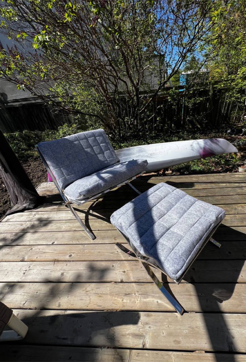 Barcelona Style Chair & Ottoman Set - photo 3