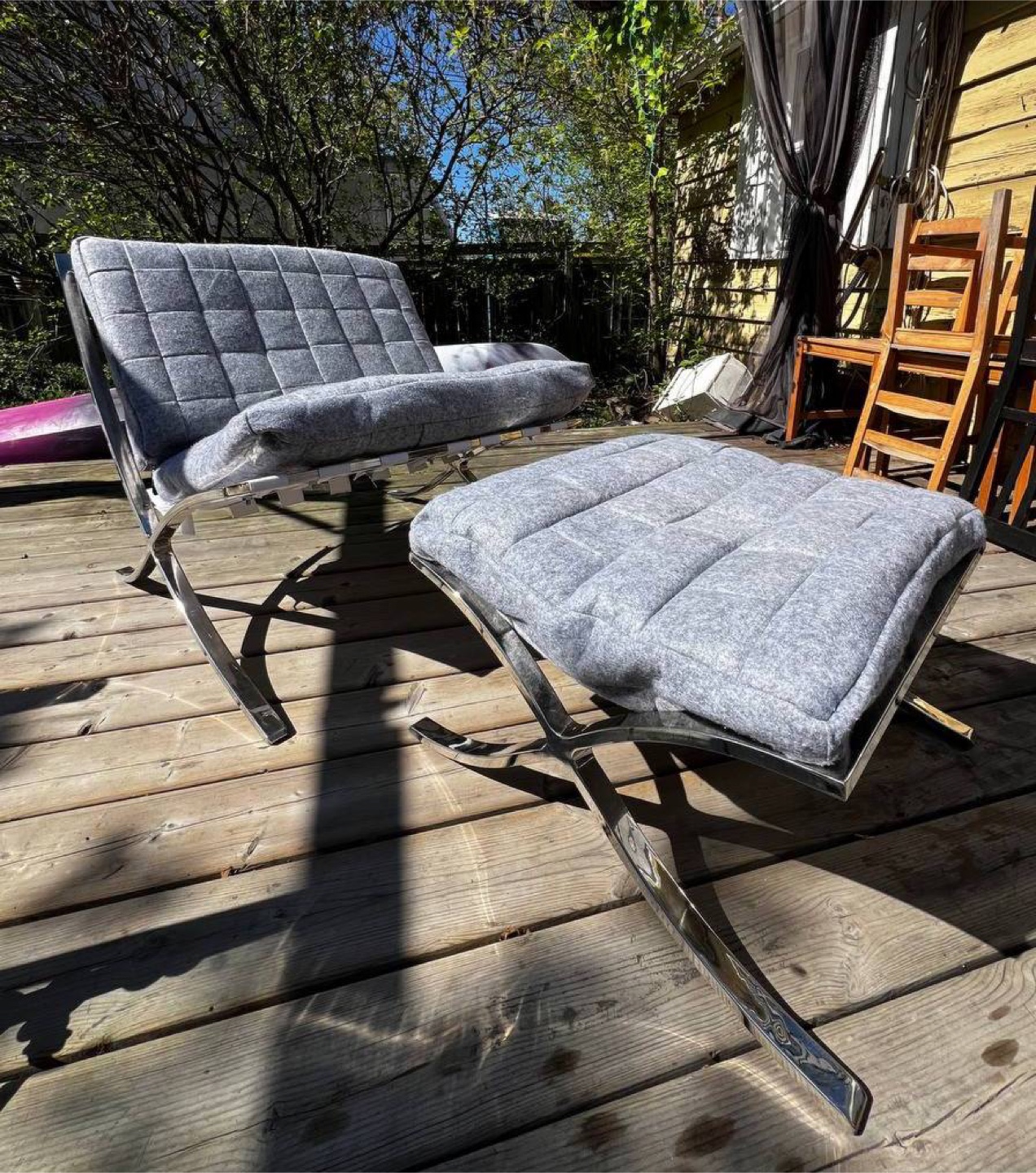 Barcelona Style Chair & Ottoman Set - photo 4