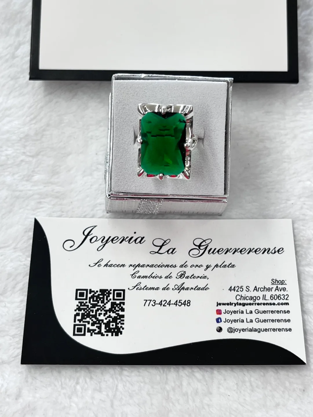 Emerald Cut Green Gemstone Ring thumbnail