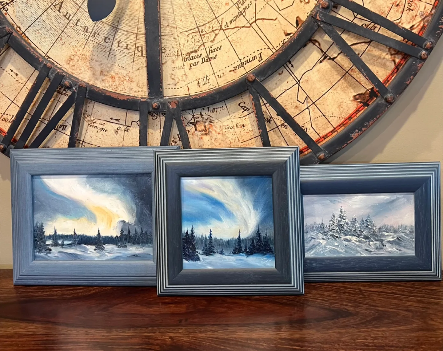 Set of 3 Framed Winter Landscape Paintings thumbnail