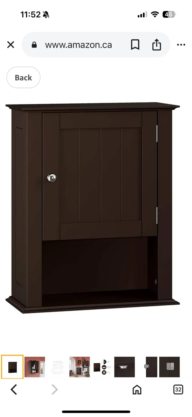 Wall Mounted Bathroom Cabinet Espresso Brown- new in box thumbnail