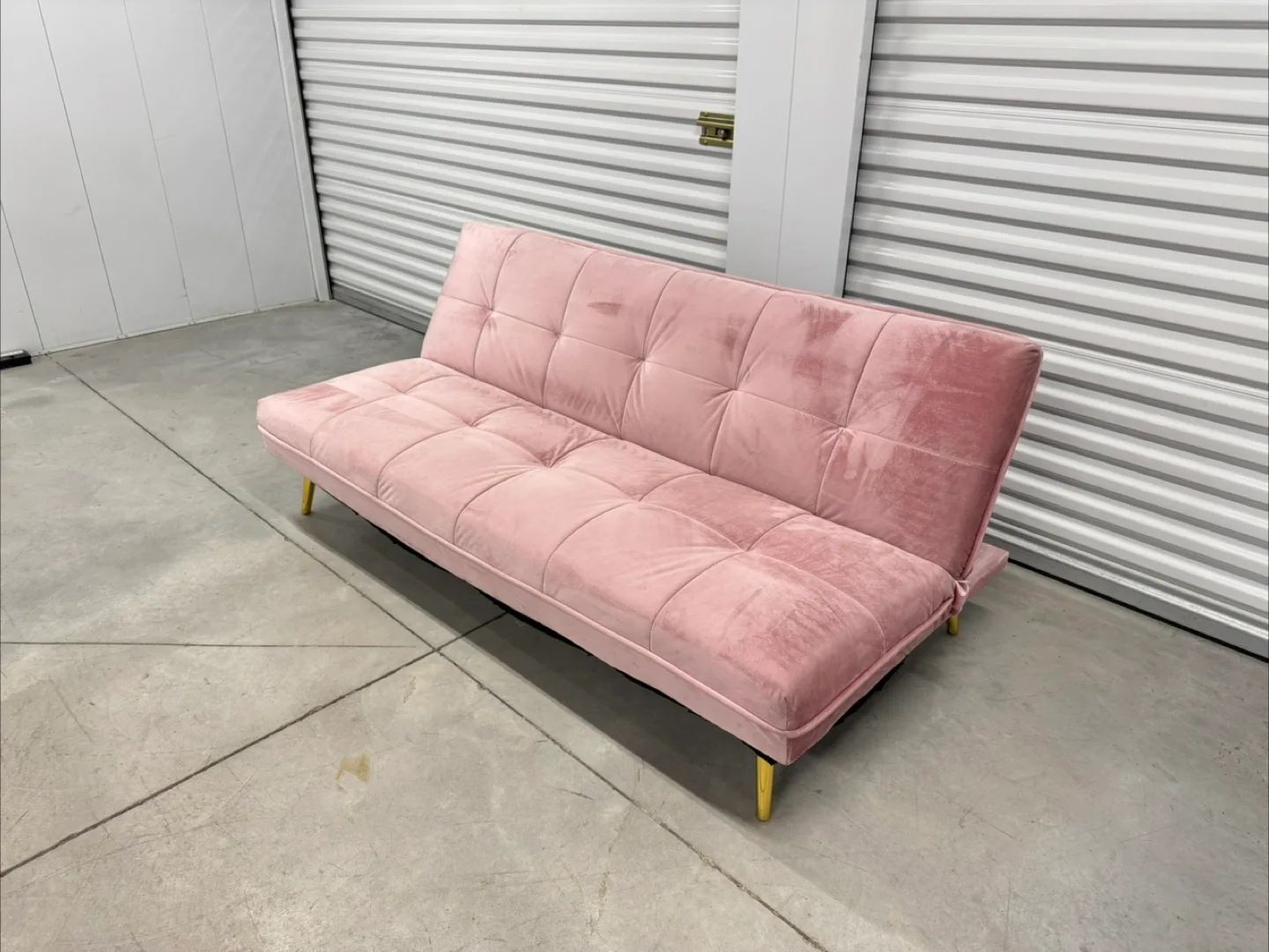 Structube Pink Velvet Futon Sofa Bed (DELIVERY AVAILABLE) image indicator(2)