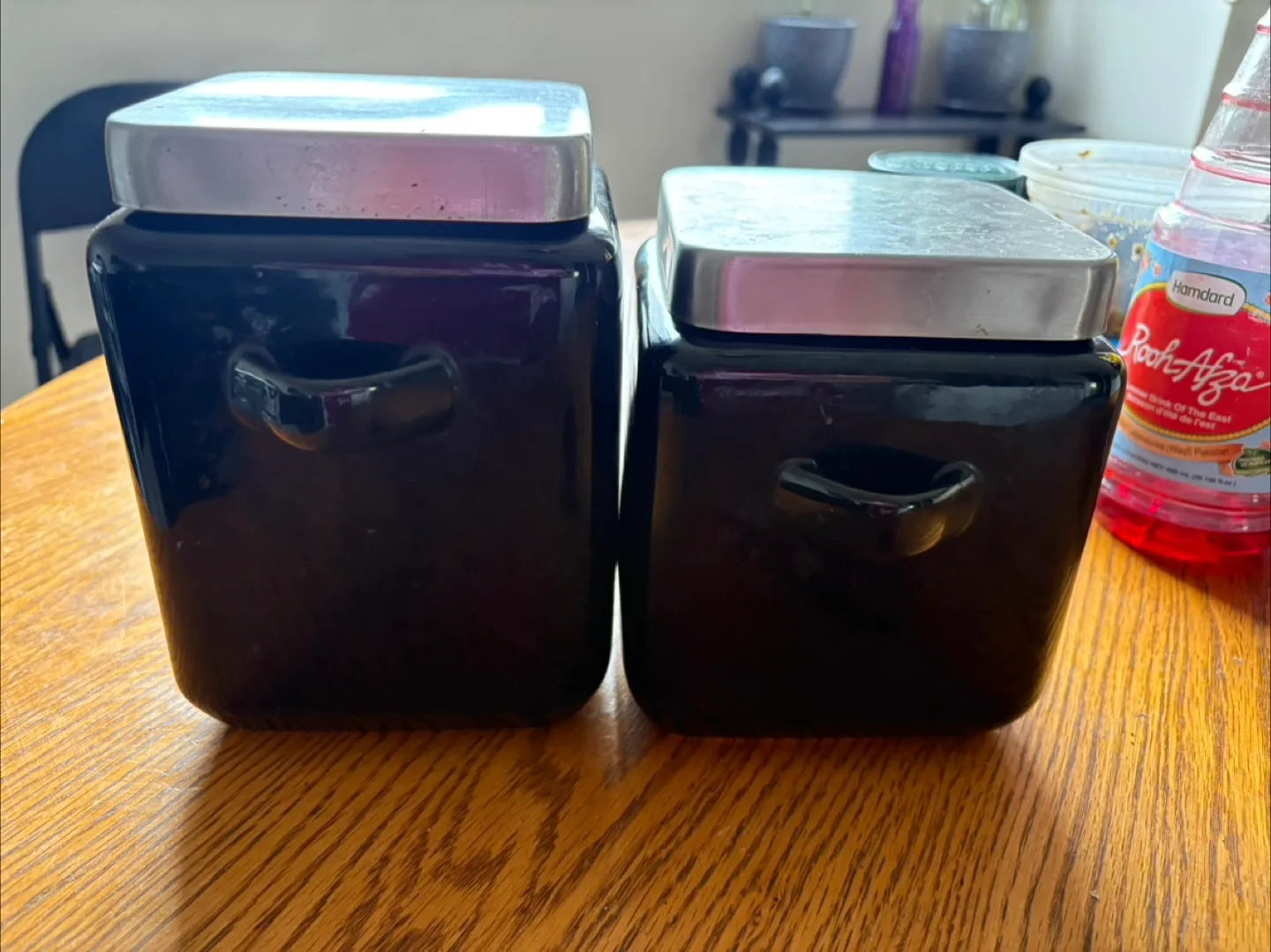 Black Ceramic Kitchen Canisters - Set of 2 thumbnail