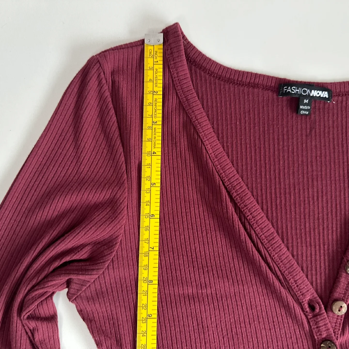 Fashion Nova Burgundy Ribbed Midi Dress - Size M image indicator(7)