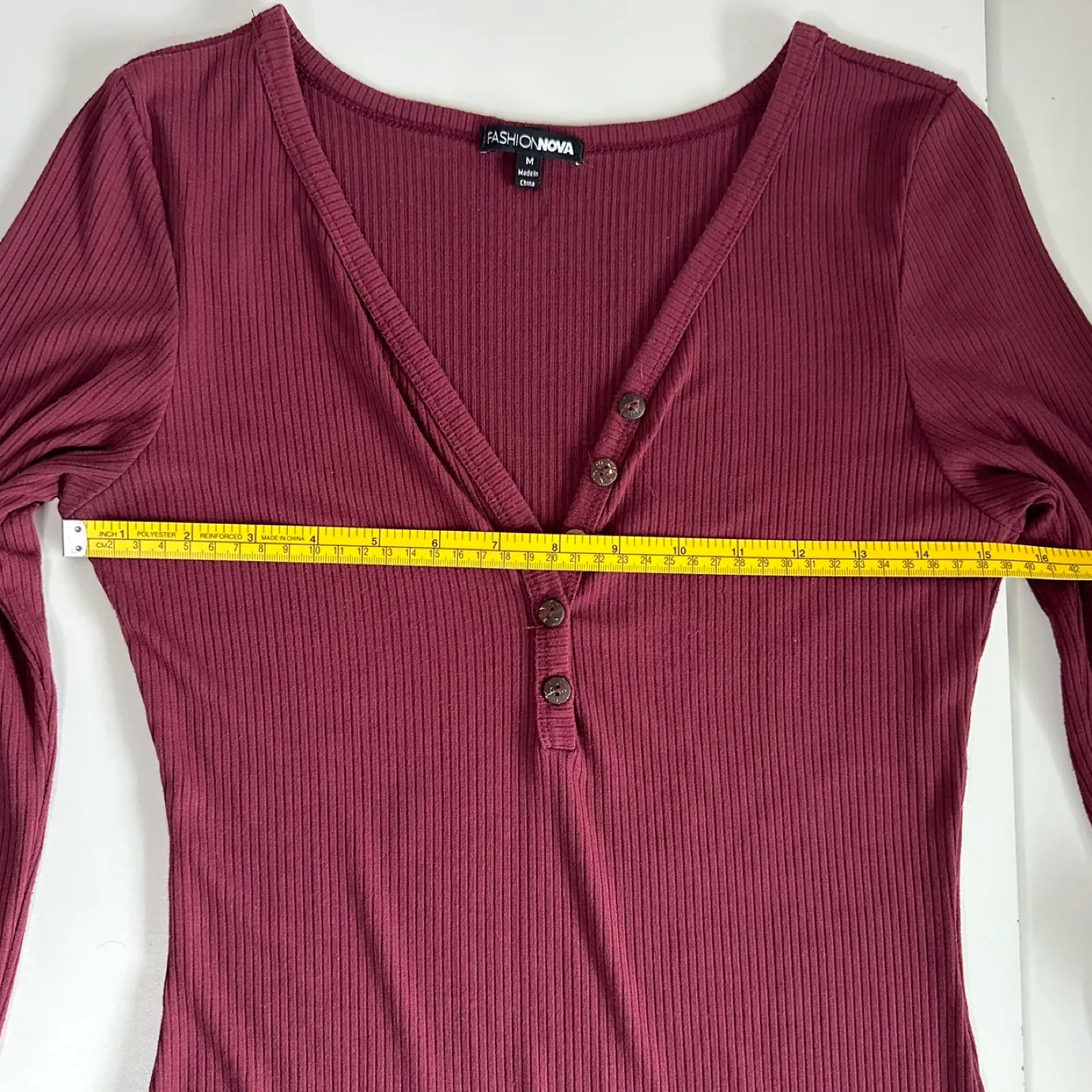 Fashion Nova Burgundy Ribbed Midi Dress - Size M image indicator(4)