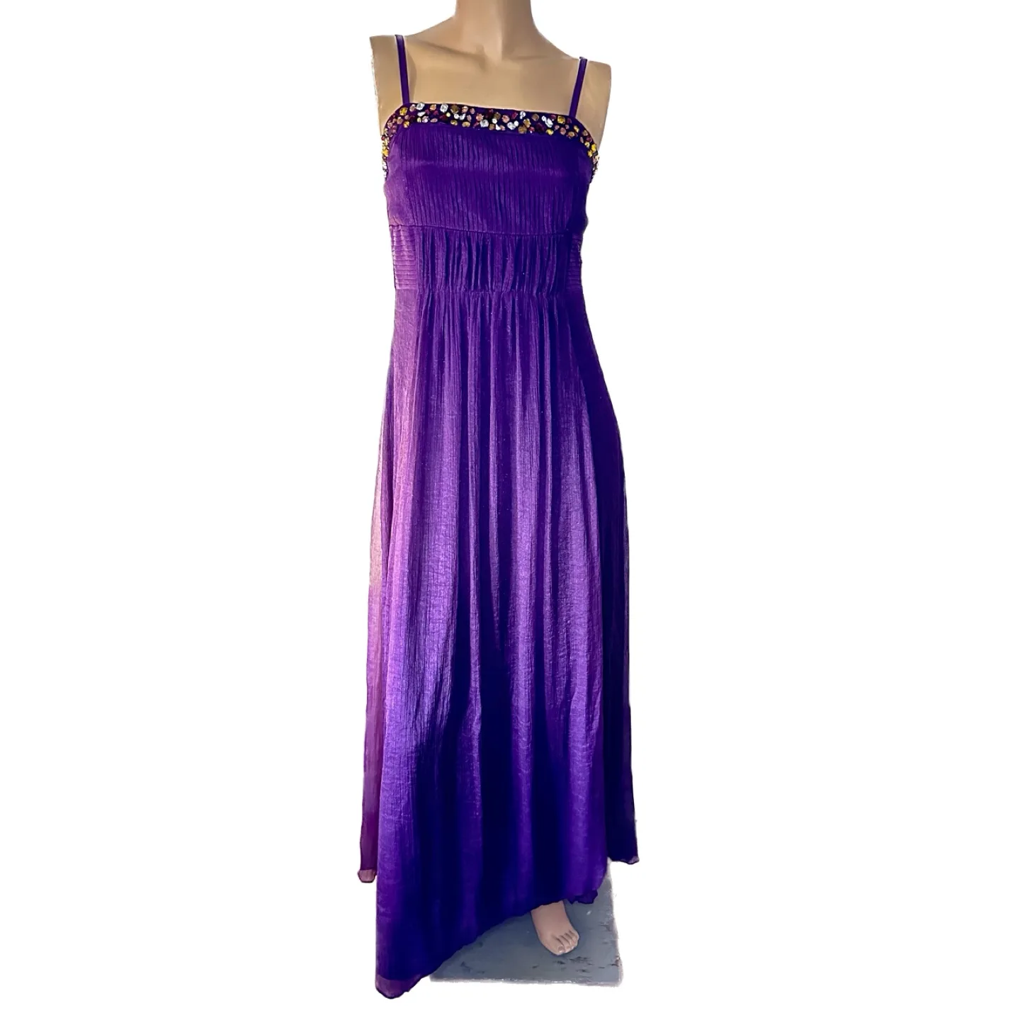 Purple Maxi Dress with Embellished Neckline Size 6 image indicator(2)