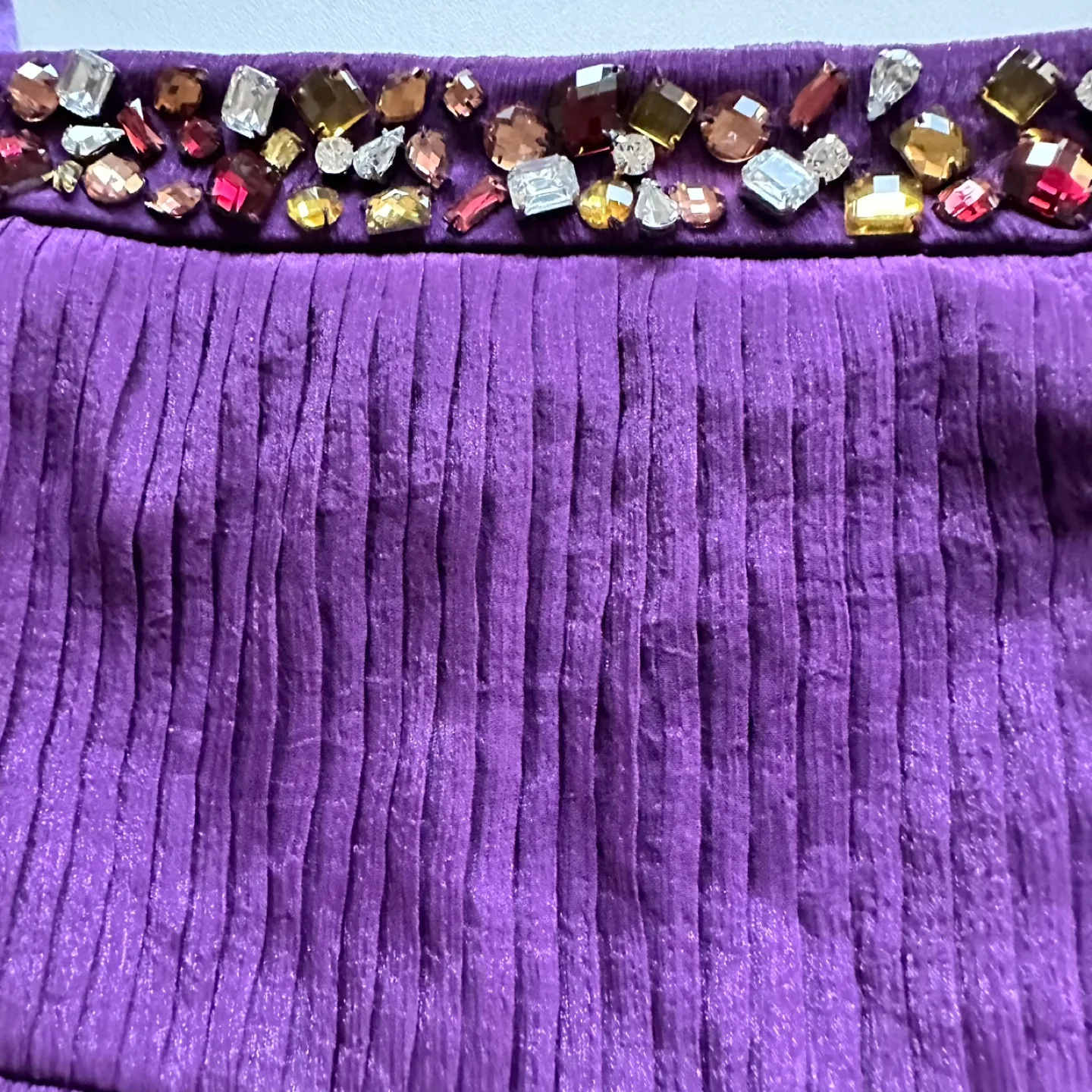 Purple Maxi Dress with Embellished Neckline Size 6 image indicator(9)