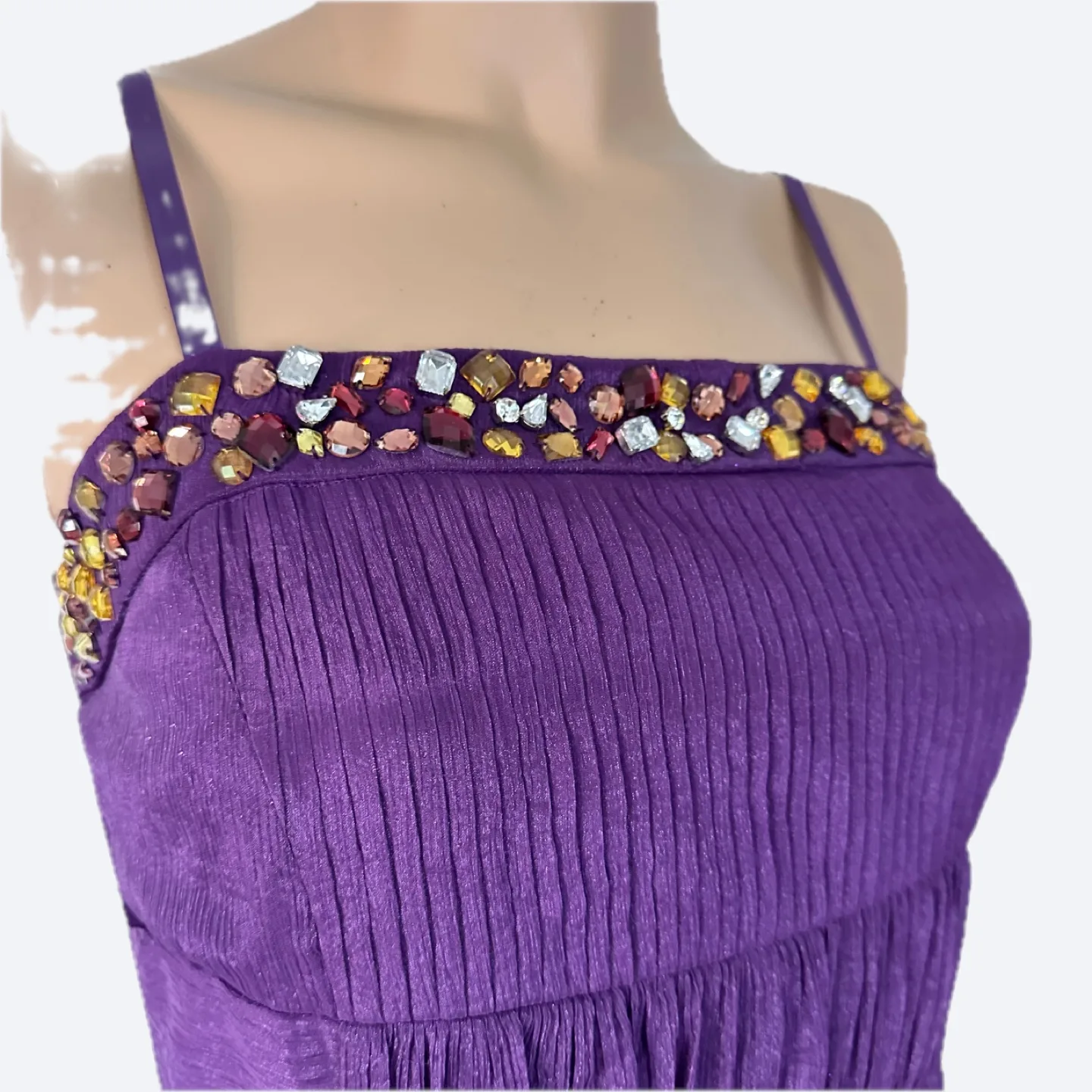 Purple Maxi Dress with Embellished Neckline Size 6 image indicator(4)