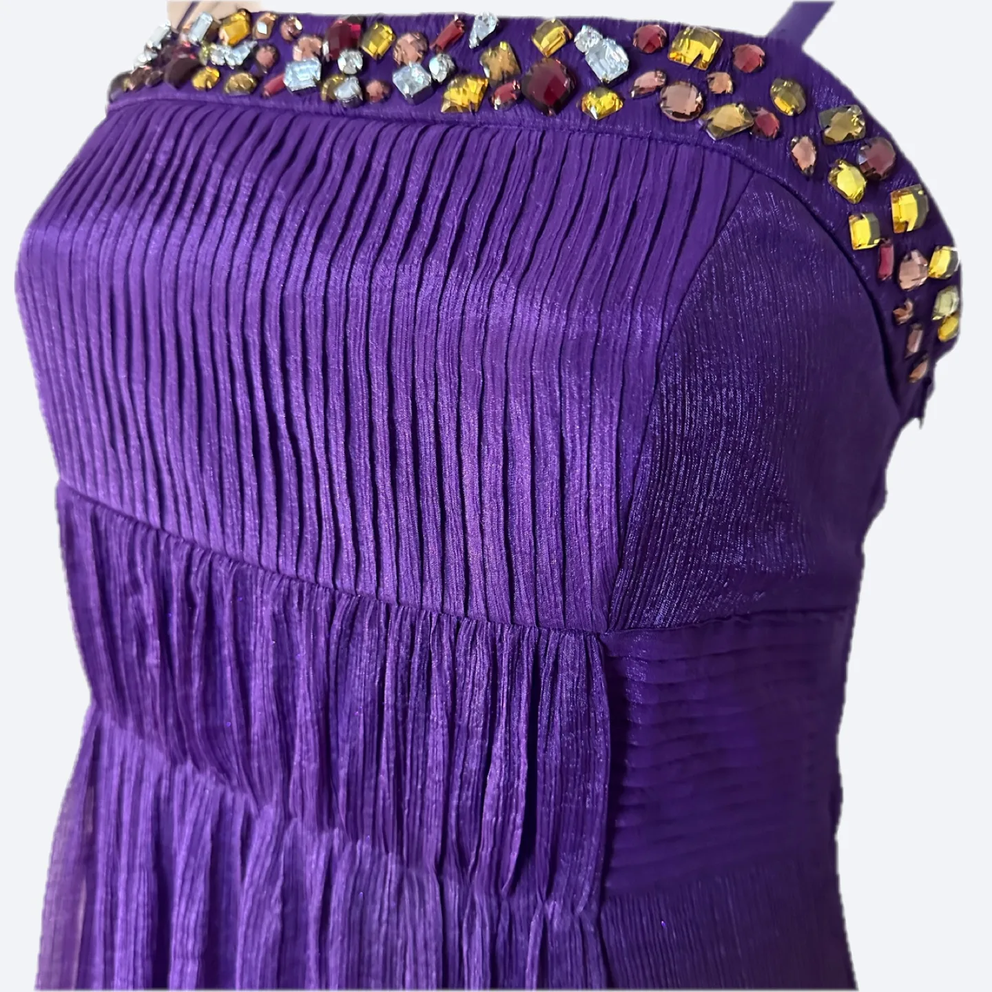 Purple Maxi Dress with Embellished Neckline Size 6 image indicator(5)