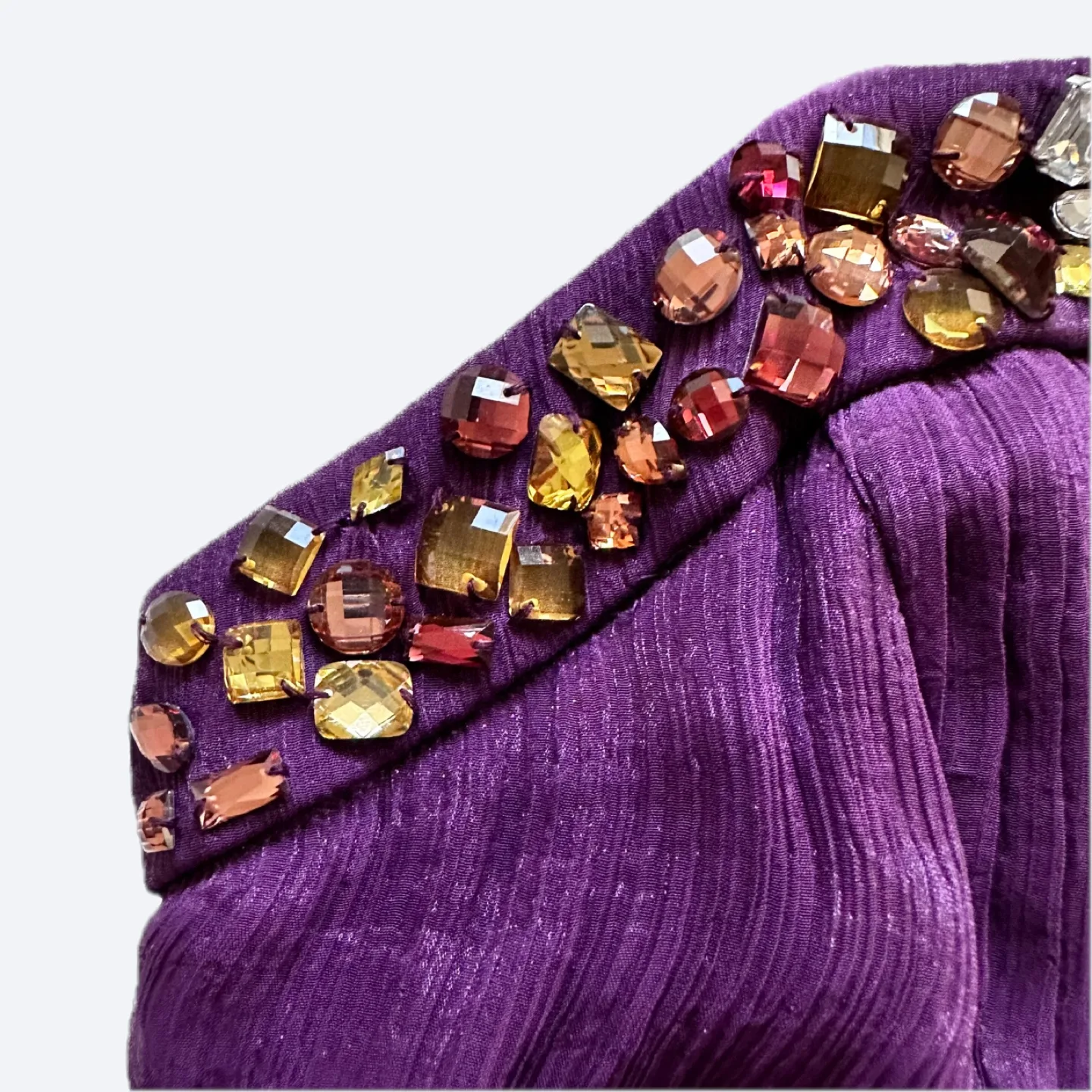 Purple Maxi Dress with Embellished Neckline Size 6 image indicator(8)