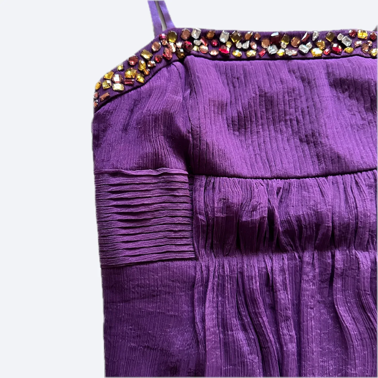 Purple Maxi Dress with Embellished Neckline Size 6 image indicator(10)