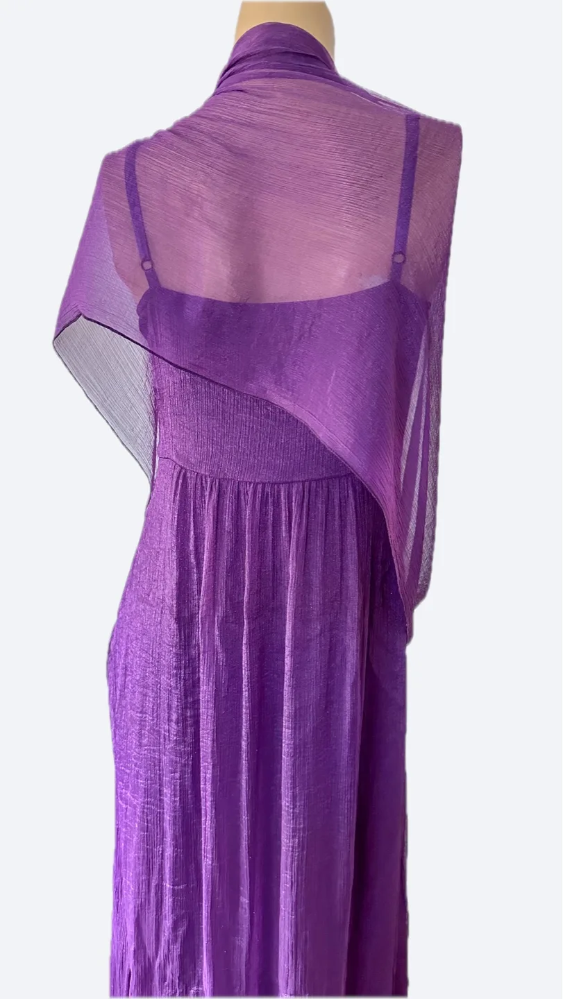 Purple Maxi Dress with Embellished Neckline Size 6 image indicator(3)
