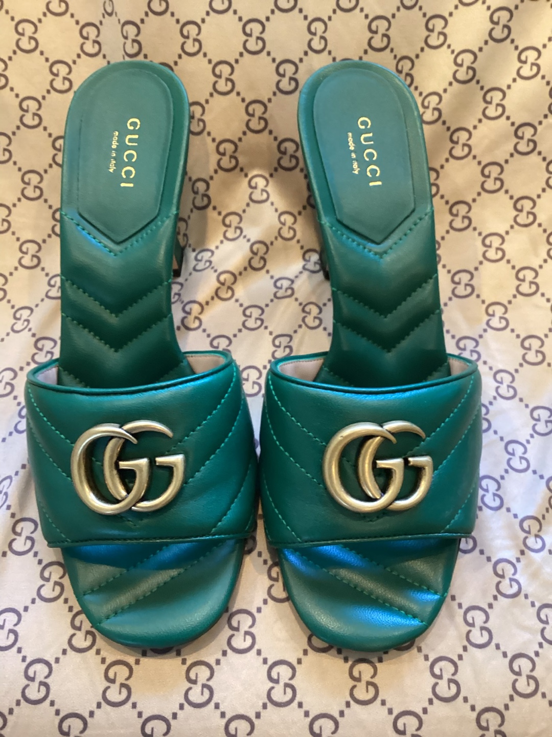 Gucci Marmont Leather Heeled Sandals - Size 37
