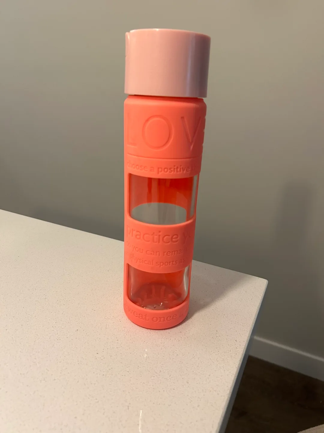 Lululemon Pink Glass Water Bottle thumbnail