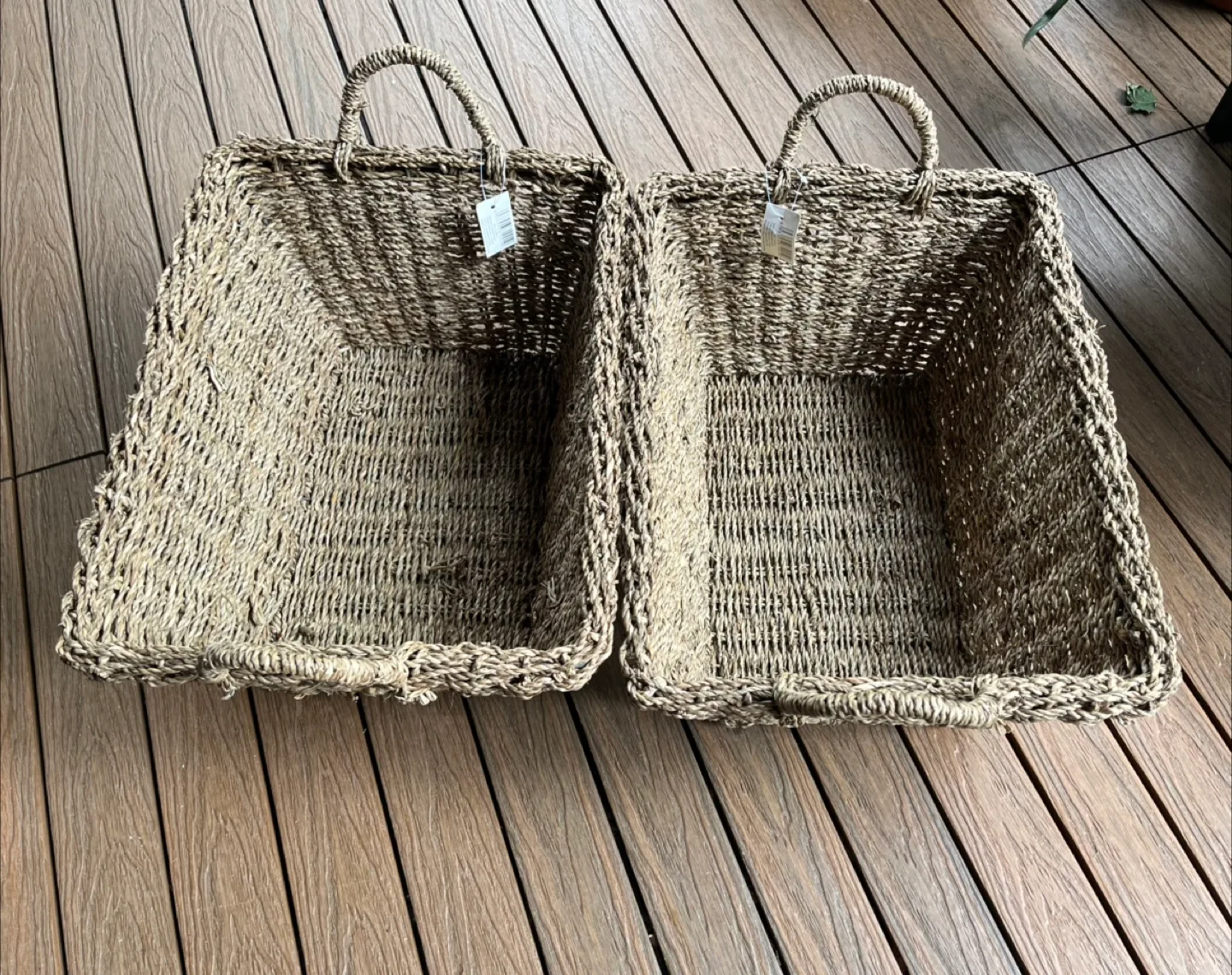 Two Woven Baskets with Handles thumbnail