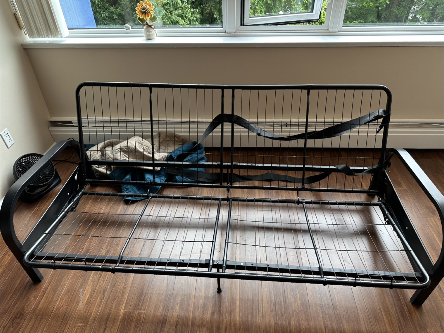 Dark Blue Futon Frame, Mattress and Protector - photo 3