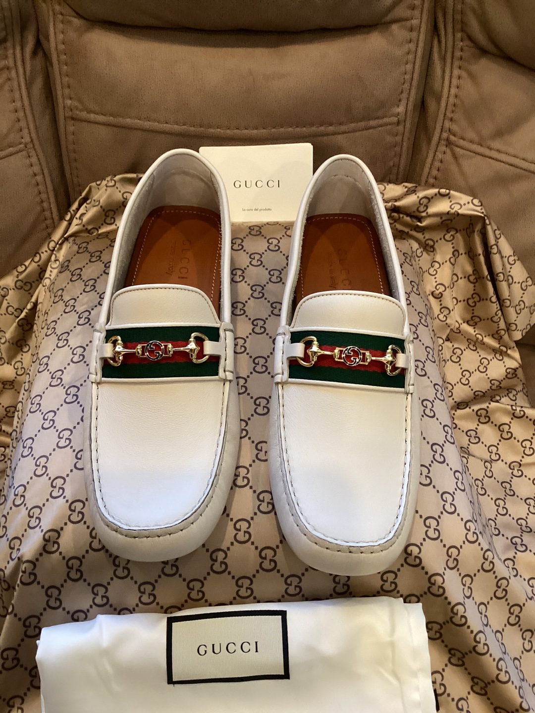 Gucci White Leather Loafers