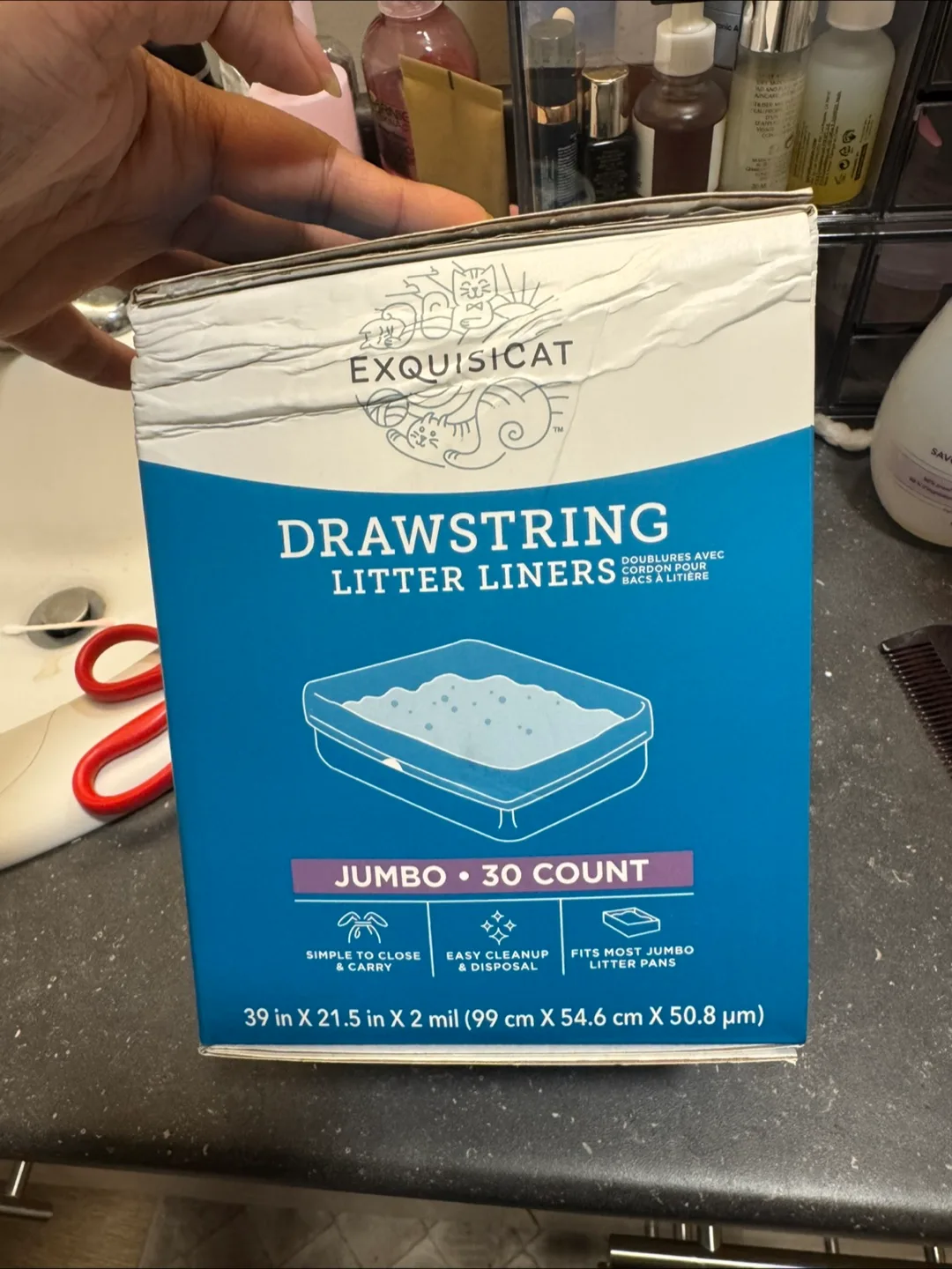 Exquisicat Jumbo Drawstring Litter Liners - 30 Count thumbnail
