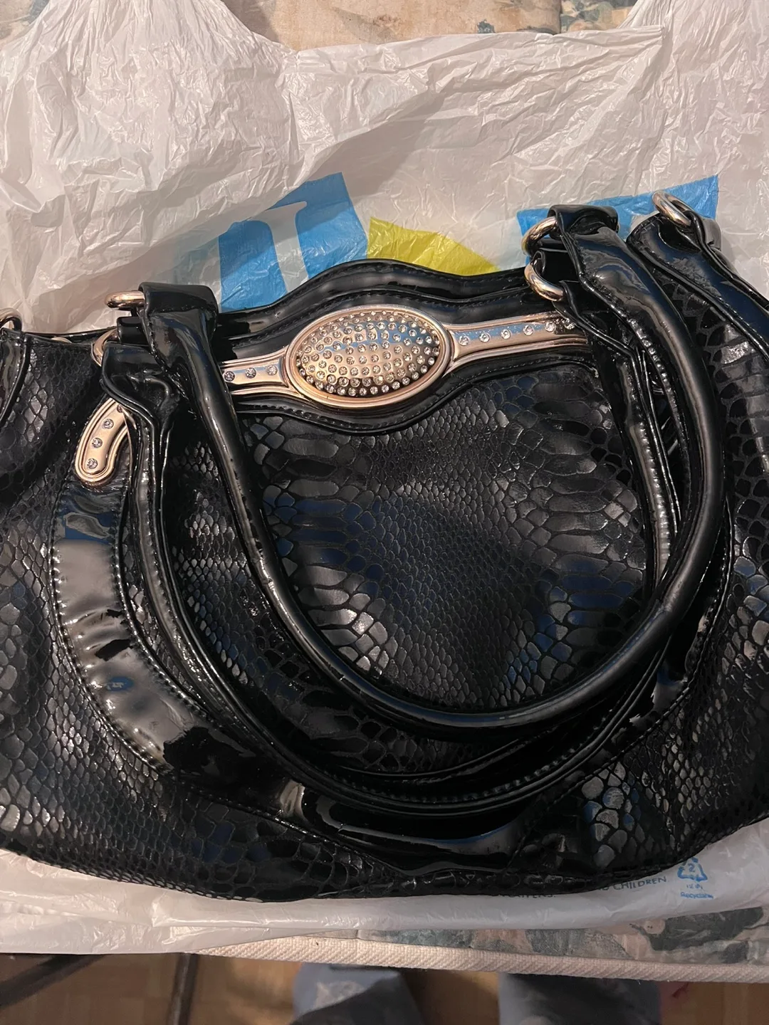 Black Snakeskin Pattern Handbag thumbnail