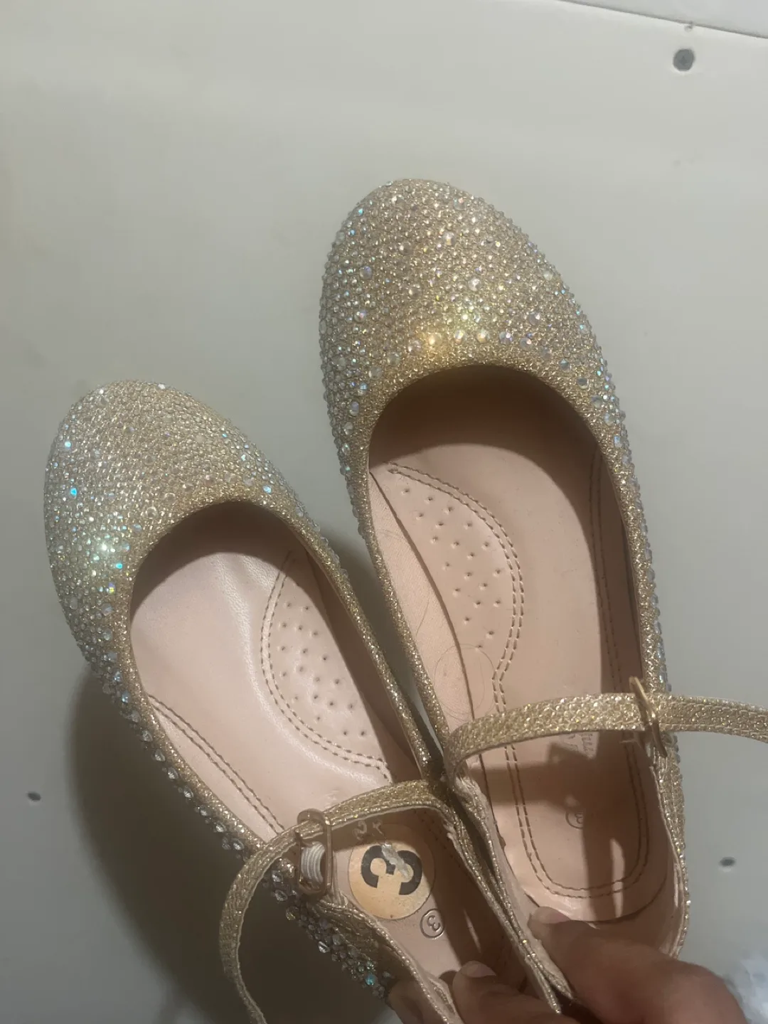 Gold Glittery Flats - Size 3 thumbnail