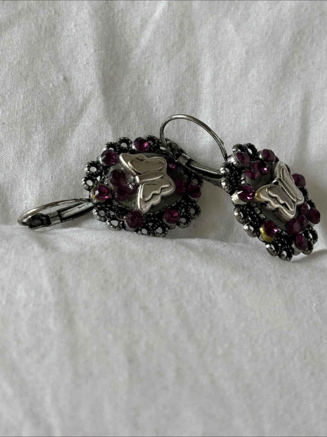 Butterfly Earrings with Purple Jewels thumbnail