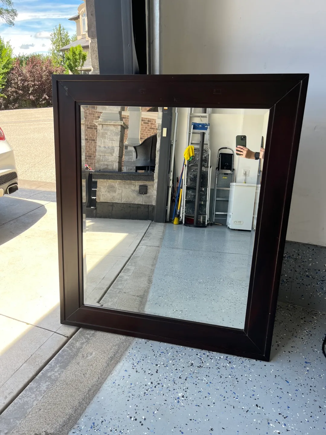 Dark Brown Large Wooden Mirror thumbnail