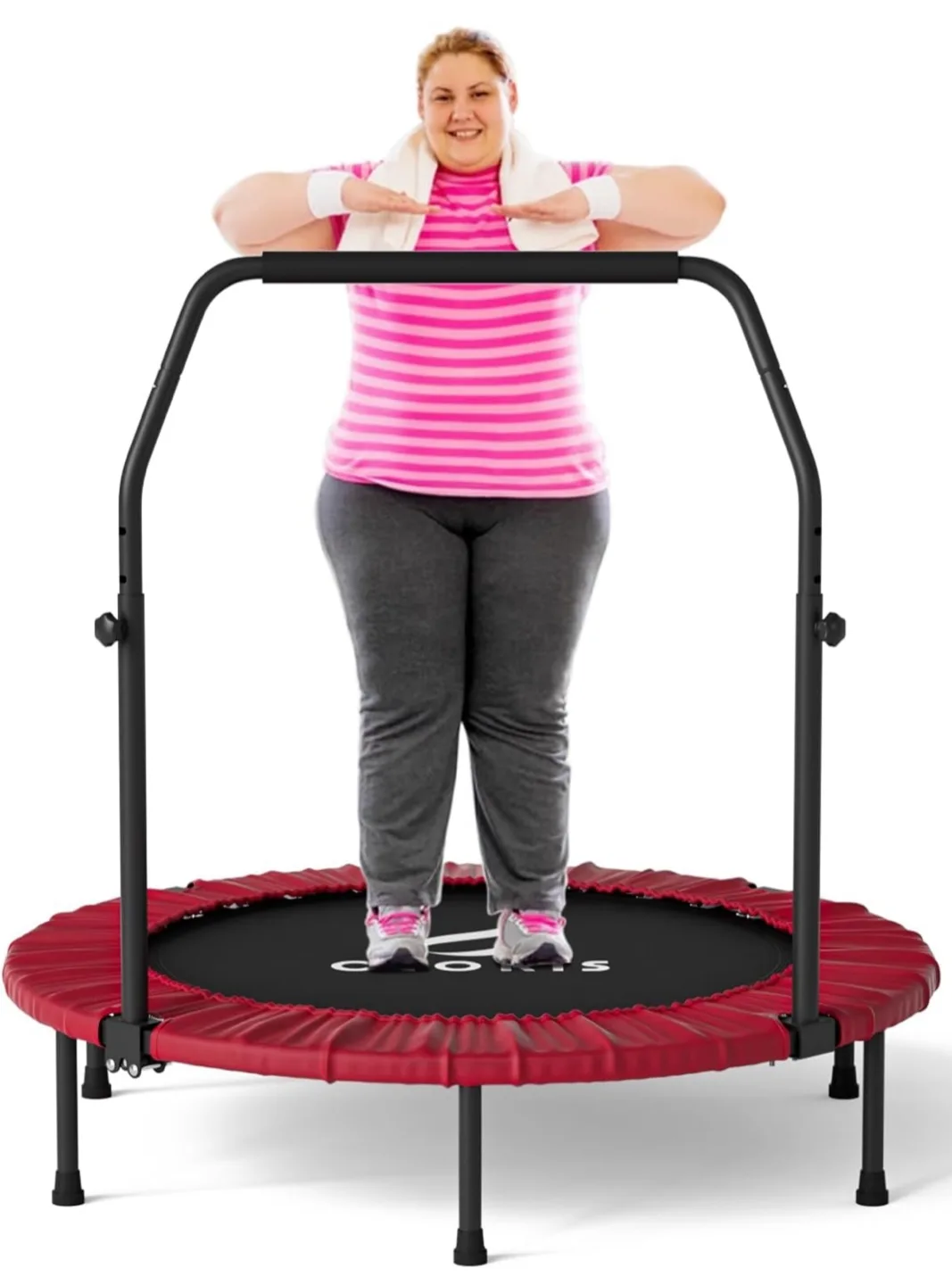 Foldable Fitness Trampoline - Max Load 400lb, Rebounder Adjustab thumbnail