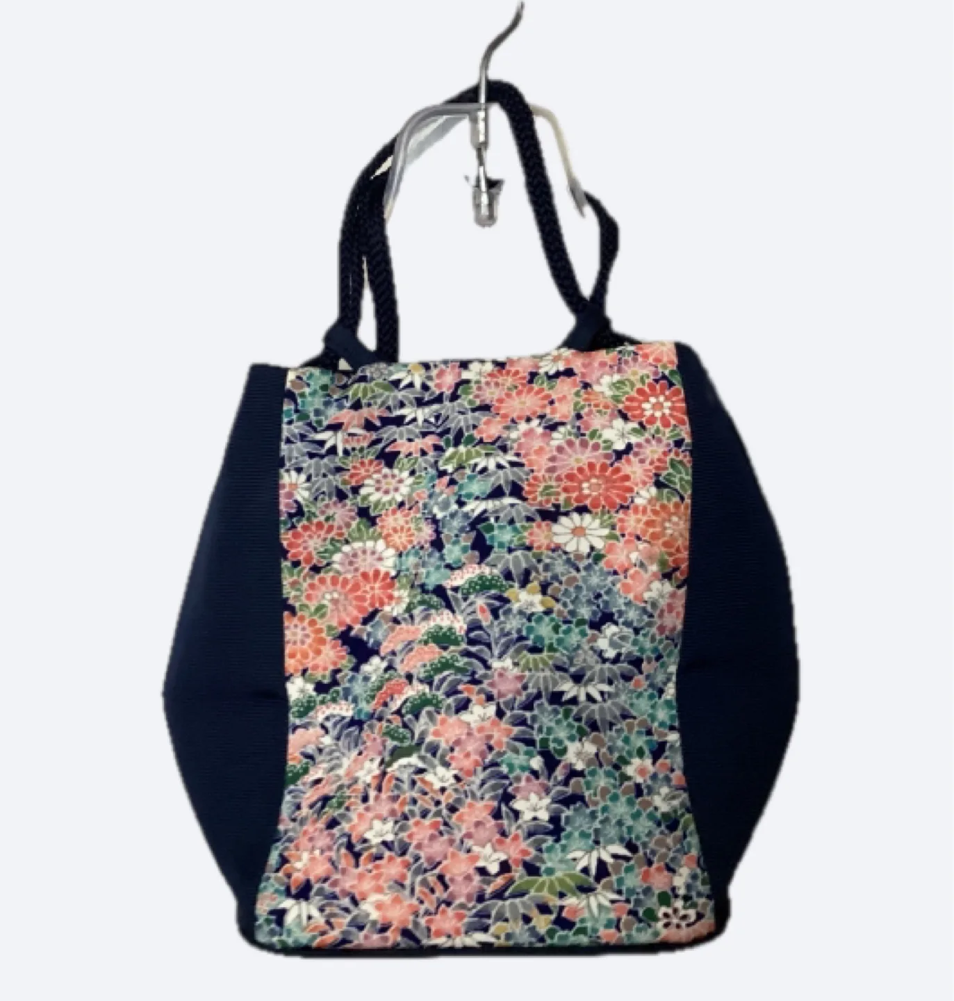 Japanese Kaga Yuzen handmade Floral Print Tote Bag - Like New! thumbnail